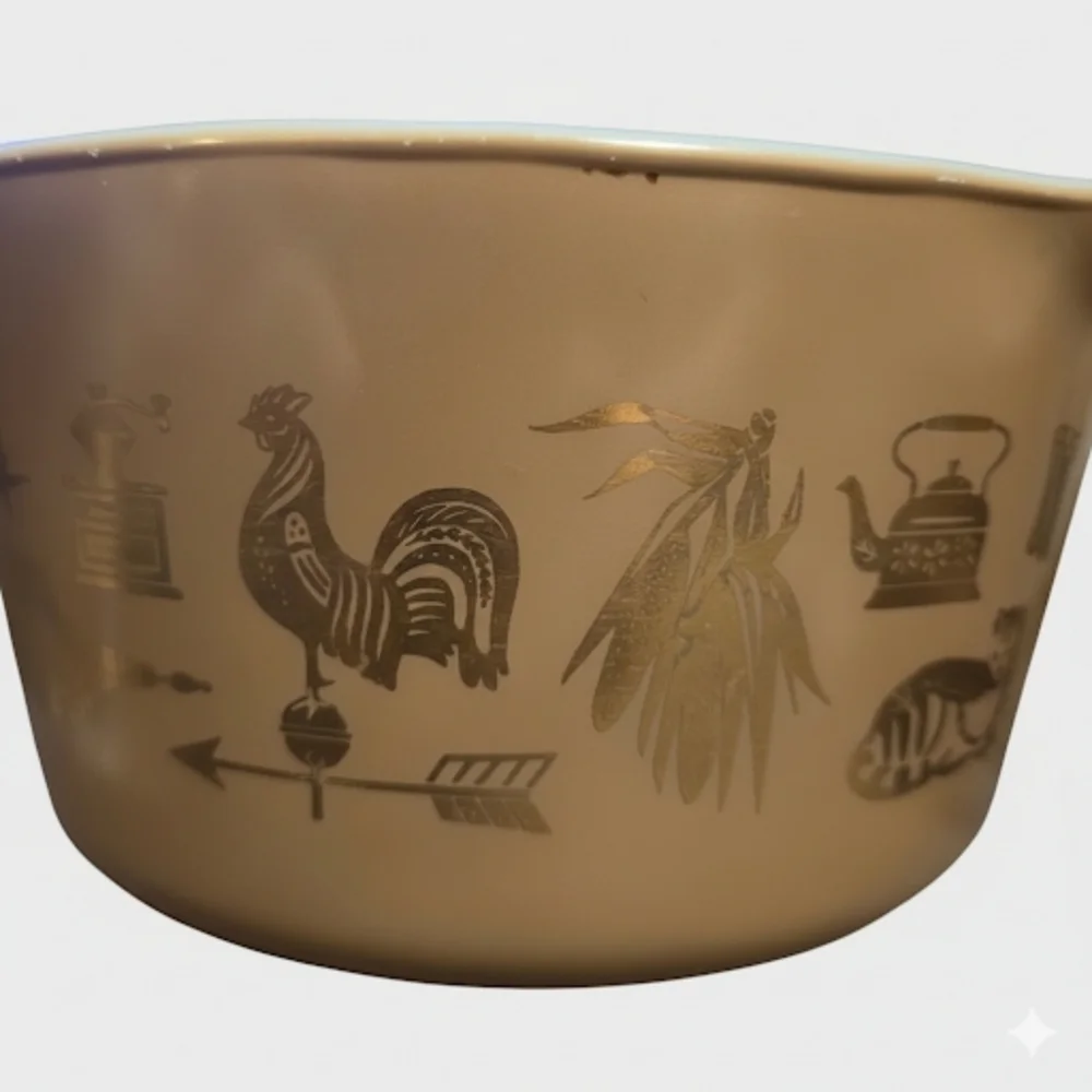 PYREX Early American 473 Gold Colonial Brown Casserole Dish Base No Lid Size 1QT - Picture 6 of 8